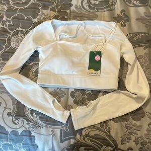 Halara new with tags white long sleeve crop top size small